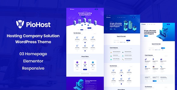 Piohost - Domain and Web Hosting WordPress Theme