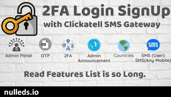 2FA Login SignUp Via Clickatell SMS with Admin Panel