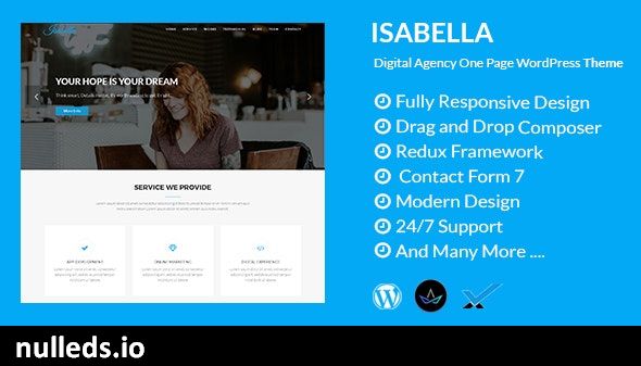 Isabella - Digital Agency One Page WordPress Theme