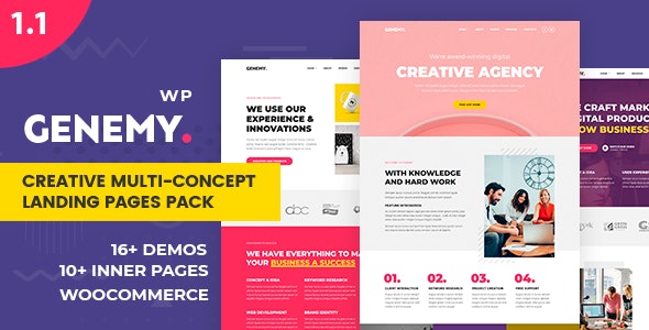 Genemy - Creative Multi Concept Landing Pages Pack With Page Builder