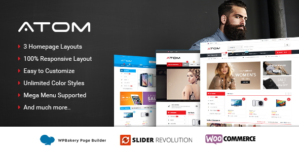 Download Latest Atom v1.5.11 Responsive WooCommerce WordPress Theme