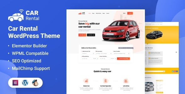 Download Latest Car Rental WordPress Theme Landing Page v4.2