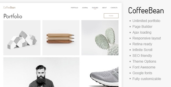 Free Download CoffeeBean v1.20 Easy & Simple Portfolio for Freelancers, Studios and Photographers
