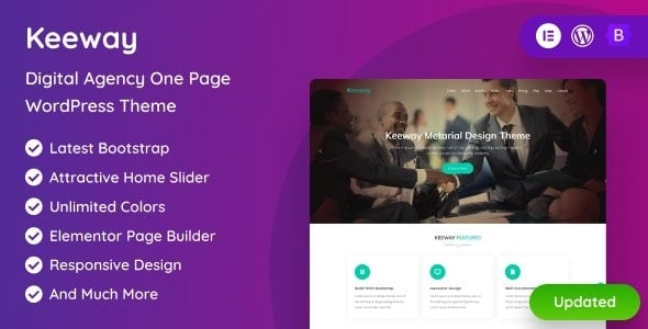 Free Download Keeway v2.3 Digital Agency One page WordPress Theme