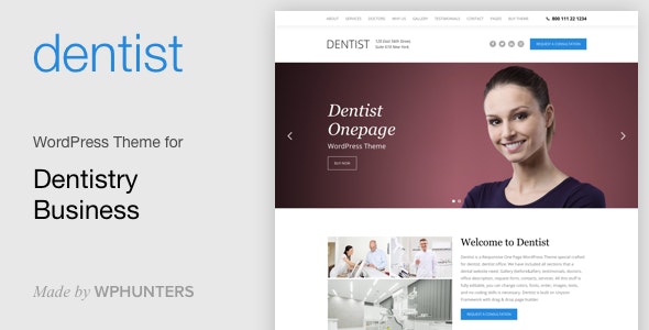 Dentist - Dental One Page WordPress Theme