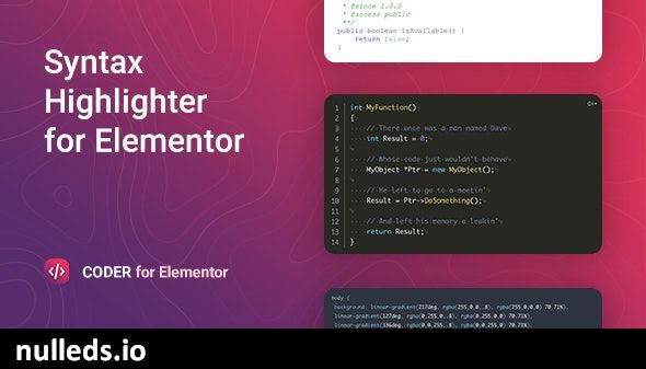 Coder – Syntax Highlighter for Elementor