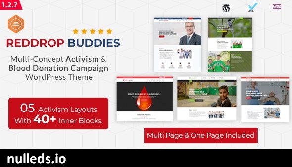 Reddrop Buddies – Multi-Concept Activism & Blood Donation Campaign WordPress Theme