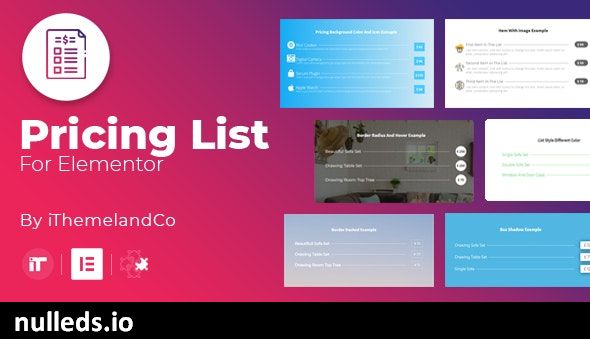 Pricing List Image For Elementor