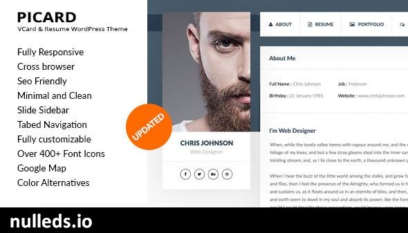 Picard - vCard & Resume WordPress Theme