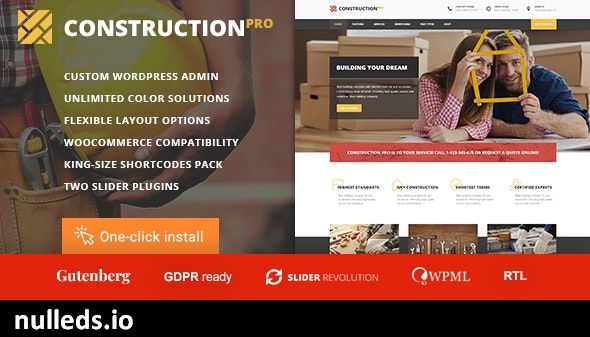 Construction PRO - Building and Renovation Services WordPress Theme