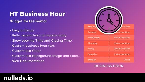 HT Business Hour Widget for Elementor