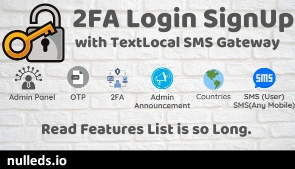 2FA Login SignUp Via TextLocal SMS and Admin Panel