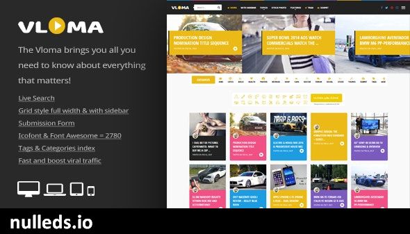 Vloma Grid - A Responsive WordPress Video Blog Theme