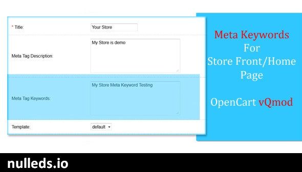 Meta Keywords For OpenCart Store Home Page - vQmod