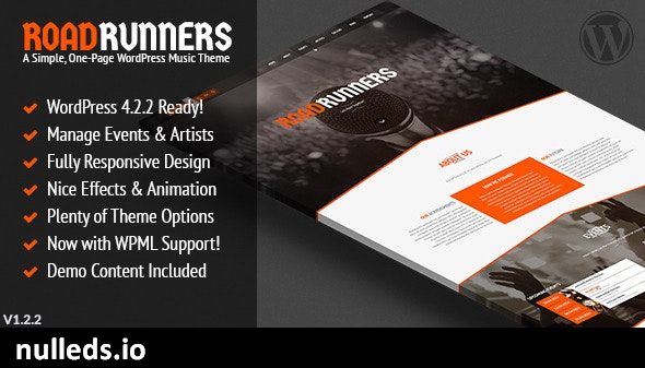 RoadRunners - A One-Page Music WordPress Theme