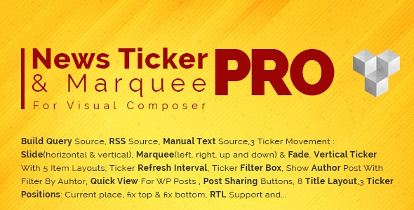 v1.3.2 Pro News Ticker & Marquee for WPBakery Page Bilder : Display Post, Custom Post, RSS & WooCommerce