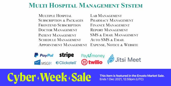 Multi Hospital - Hospital SaaS App + Mobile Applications