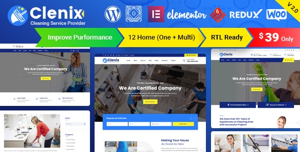 v3.0.1 Clenix - Cleaning Services WordPress Theme