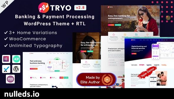 v3.4 Tryo - Elementor Online Banking & Money Transfer WordPress Theme