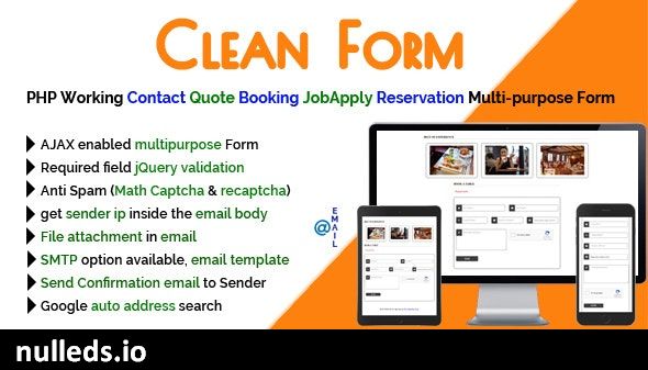 Clean Form - PHP Working Contact Quote Booking JobApply Reservation Multi-purpose Form