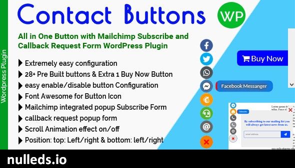 Contact Buttons - All in One Button with Mailchimp Subscribe and Callback Request Form for WordPress