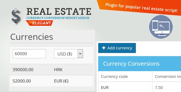 Real Estate Currency Conversion widget