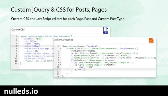 Custom jQuery & CSS for Posts, Pages