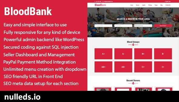 BloodBank - Blood Donor Directory CMS with PayPal Integration