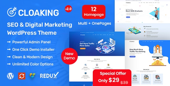 Cloaking - SEO & Digital Marketing Agency WordPress Theme