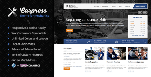 CarPress - WordPress Theme For Mechanic Workshops