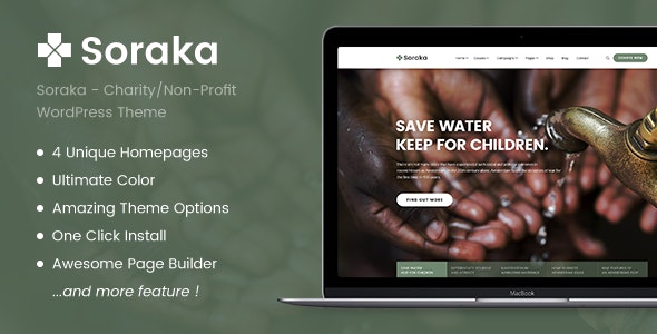 Charity Theme - Soraka Non-profit Organization WordPress Theme