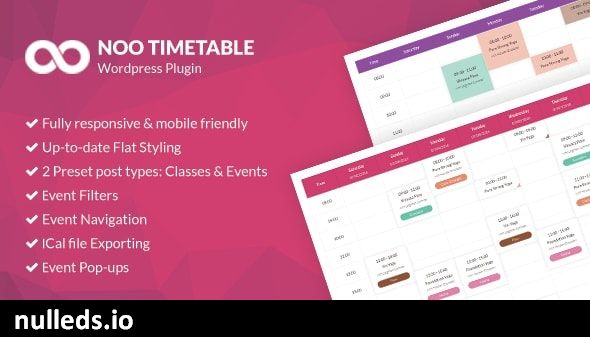 Noo Timetable - Responsive Calendar & Auto Sync WordPress Plugin