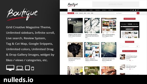 Boutique Grid = Creative Magazine WordPress Theme